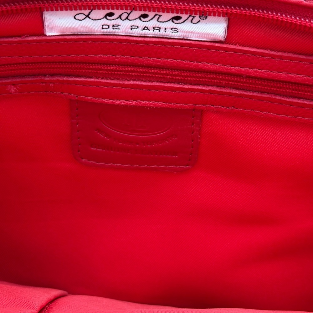 Chic Red Leather Lederer De Paris Tote Bag with free shipping! - Picture 6 of 7